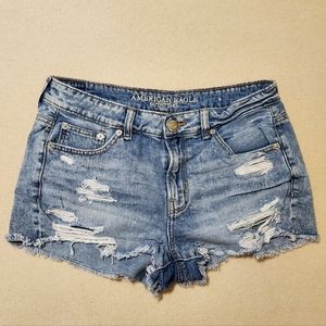 American Eagle Outfitters Tomgirl Shortie Distressed Denim Shorts